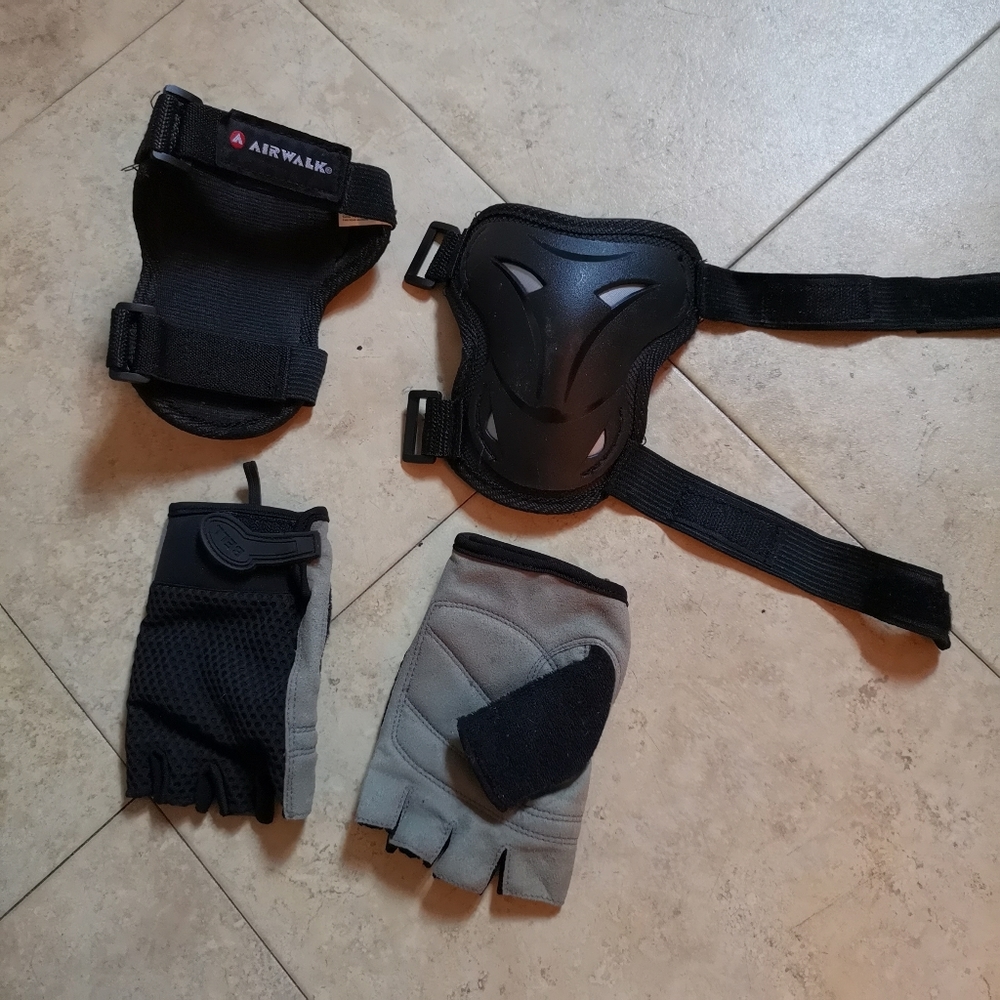 Elbow guards and hand gloves